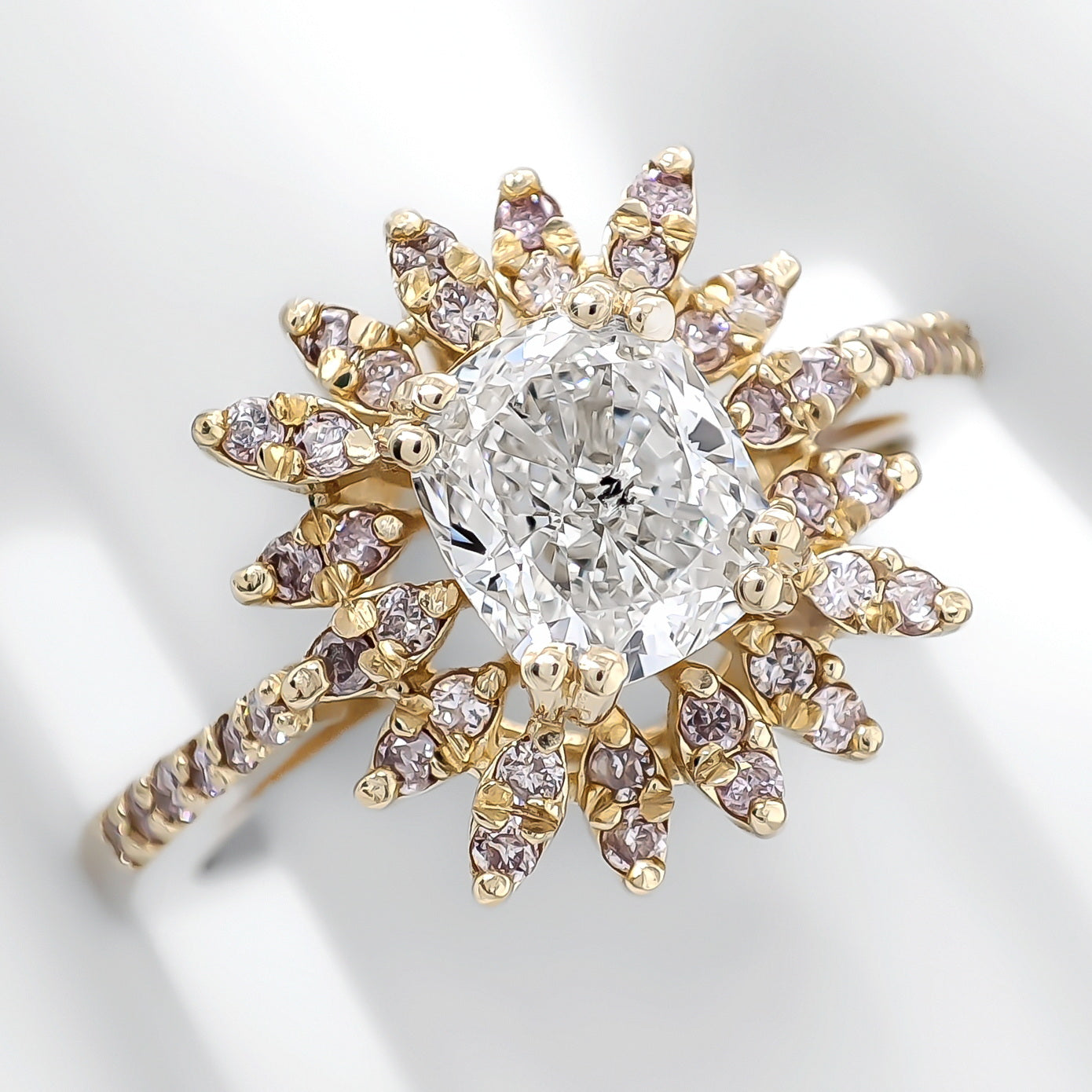 Cushion & Round Diamond Yellow Gold Ring (1.31CT TW)