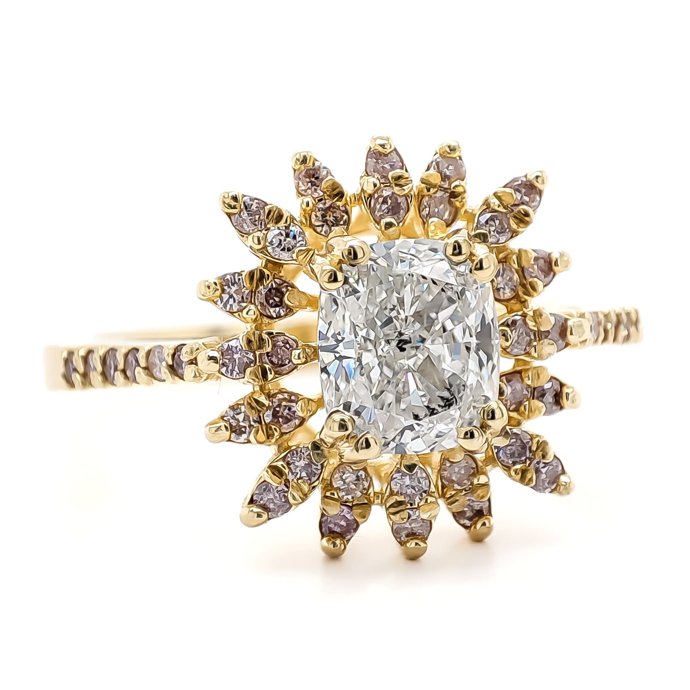 Cushion & Round Diamond Yellow Gold Ring (1.31CT TW)
