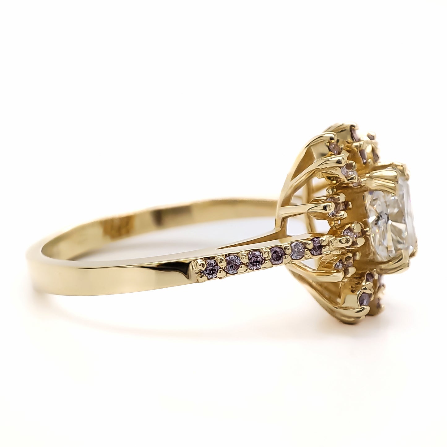 Cushion & Round Diamond Yellow Gold Ring (1.31CT TW)