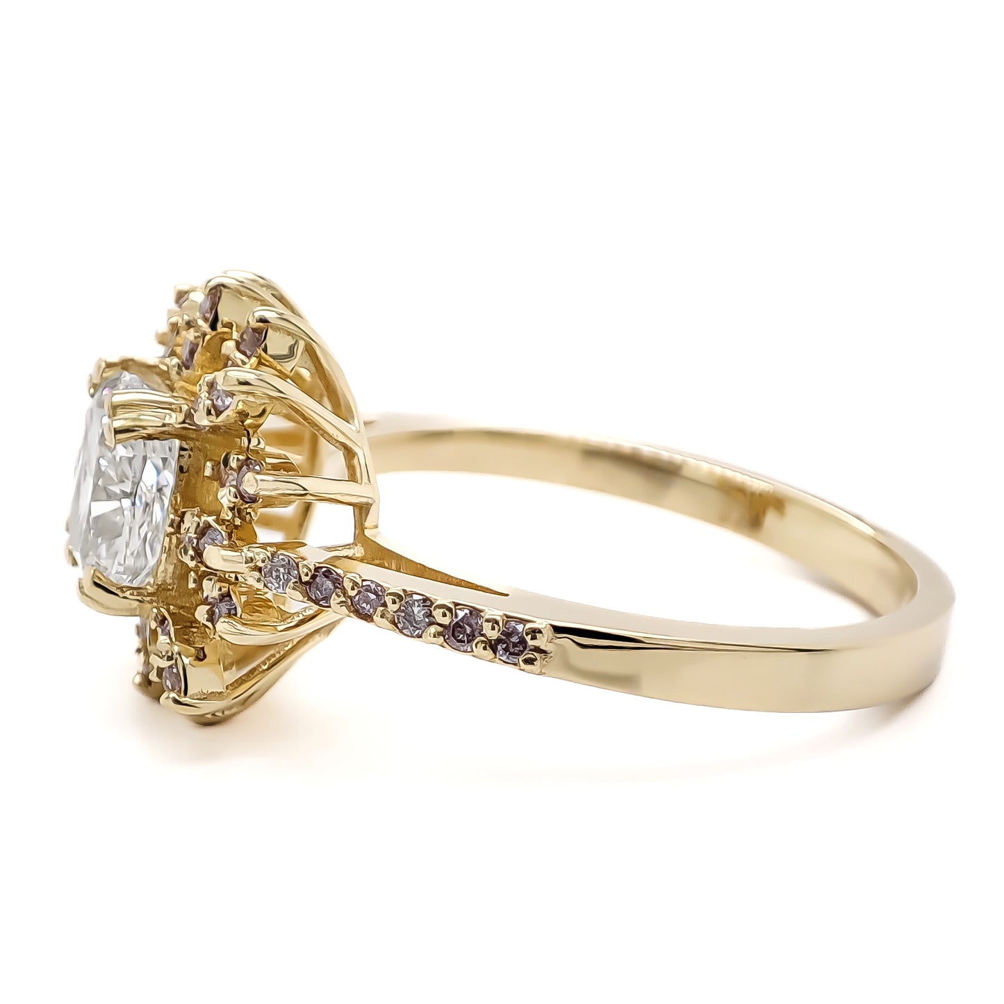 Cushion & Round Diamond Yellow Gold Ring (1.31CT TW)