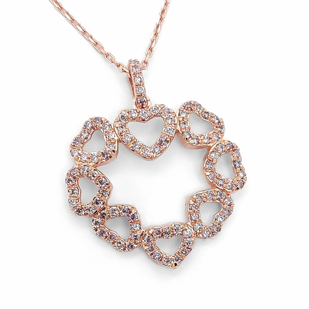 Natural Fancy Ligth Pink Round Brilliant Rose Gold Diamond Pendant (0.33Ct TW)
