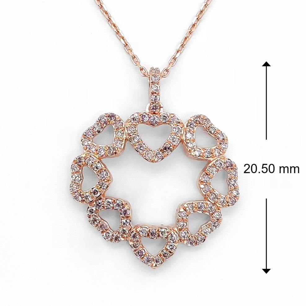 Natural Fancy Ligth Pink Round Brilliant Rose Gold Diamond Pendant (0.33Ct TW)