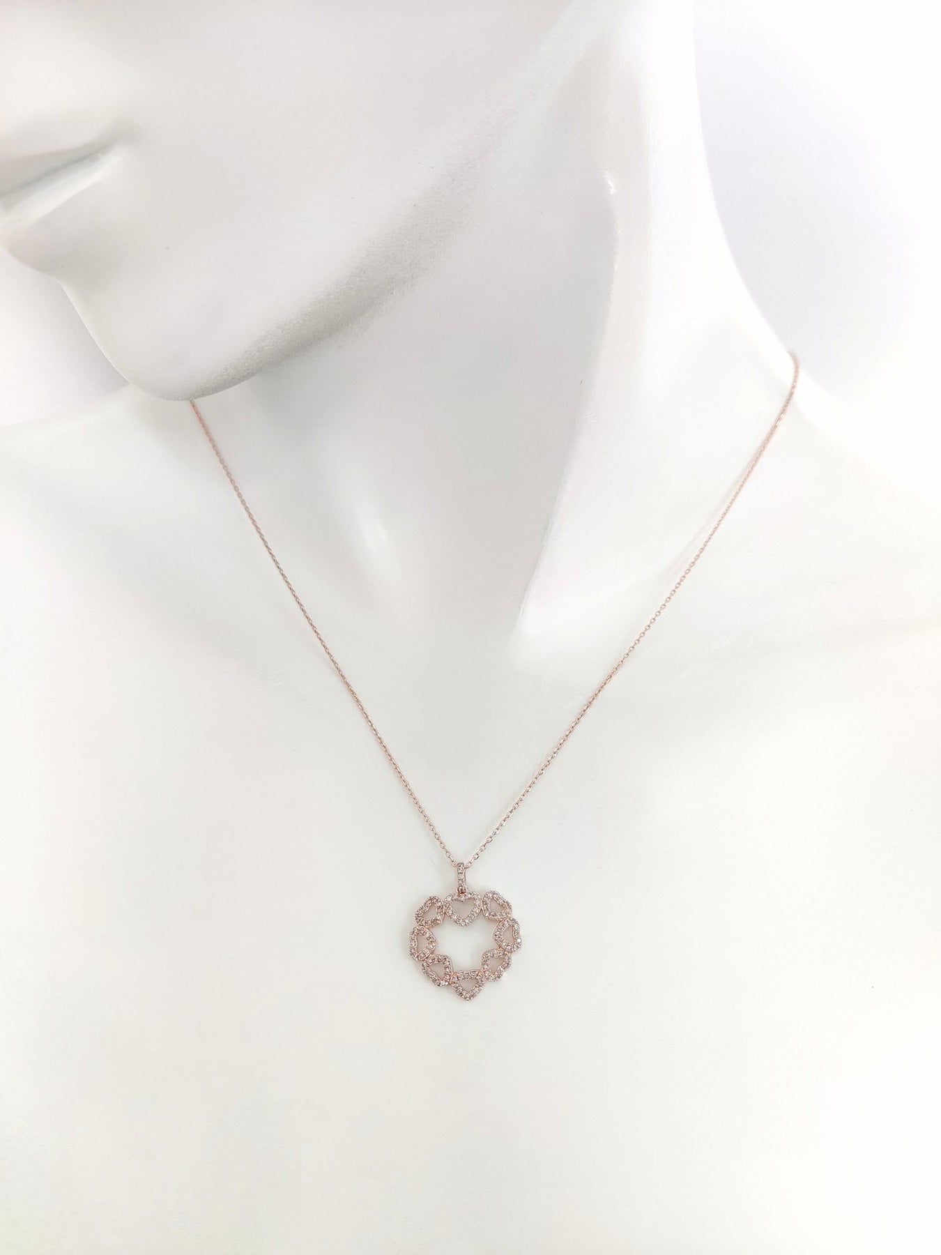 Natural Fancy Ligth Pink Round Brilliant Rose Gold Diamond Pendant (0.33Ct TW)