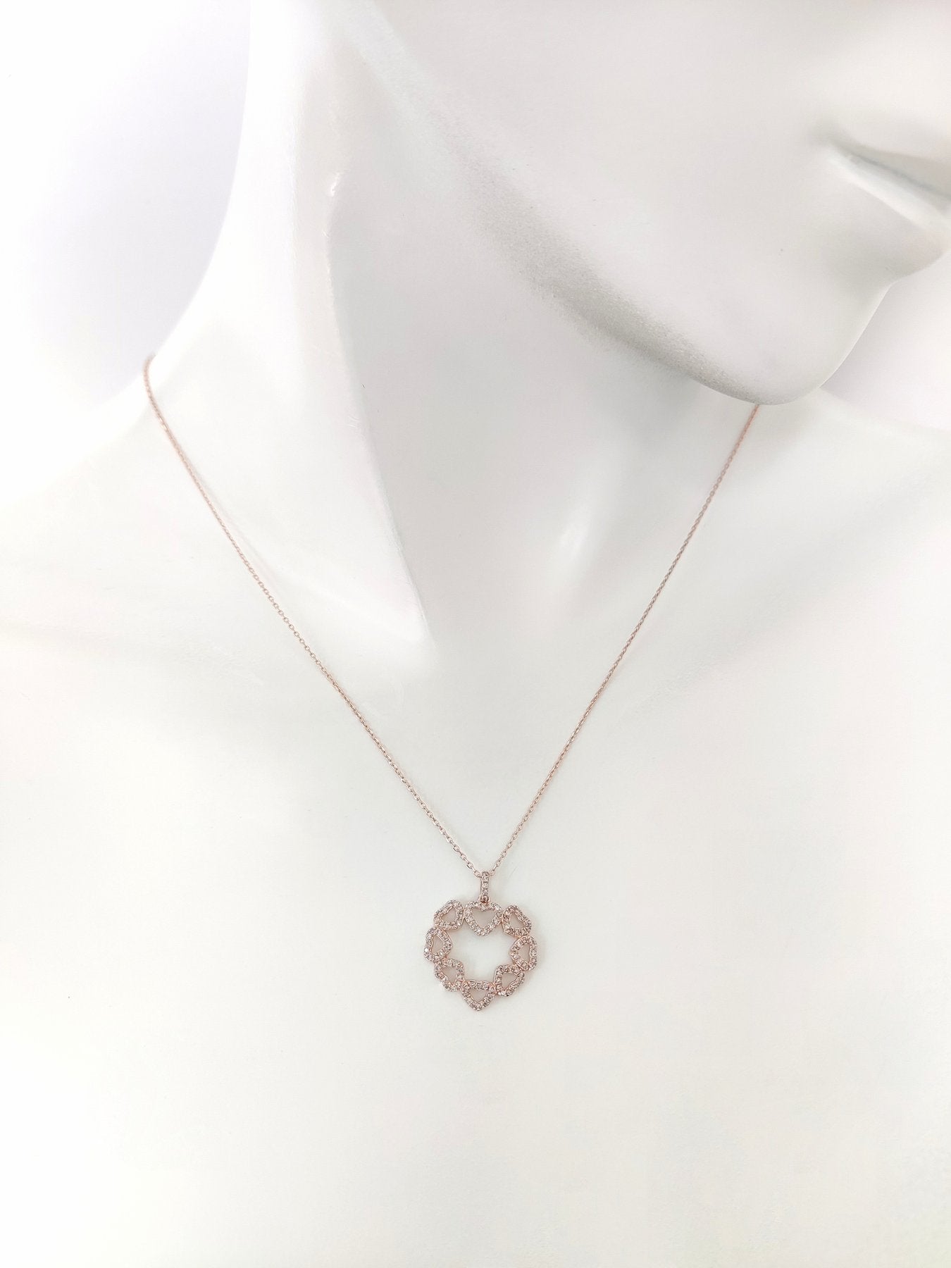 Natural Fancy Ligth Pink Round Brilliant Rose Gold Diamond Pendant (0.33Ct TW)